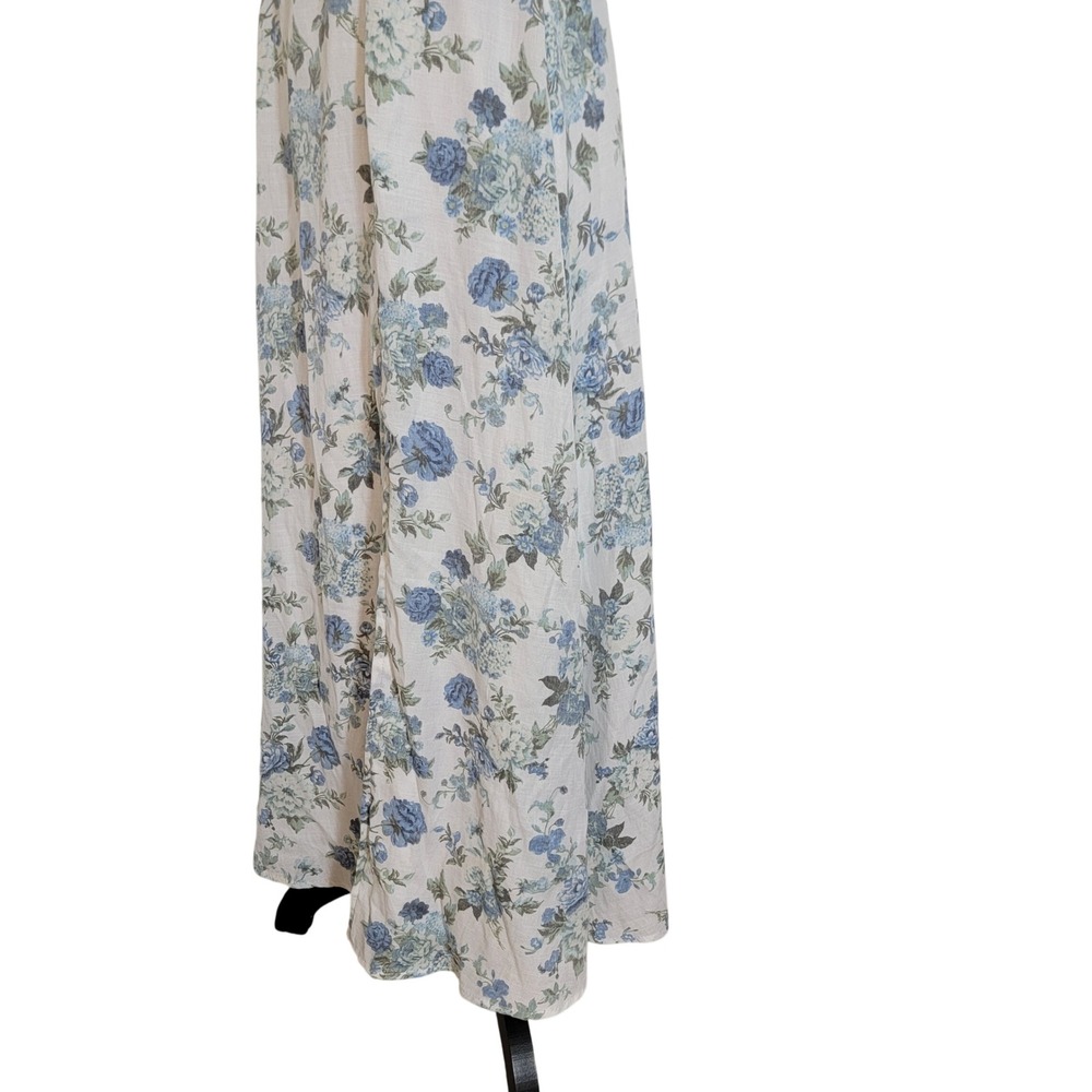 Audrey Parks Francesca's Blue Floral Tie Shoulder Midi Dress Square Neck Medium - Picture 12 of 15